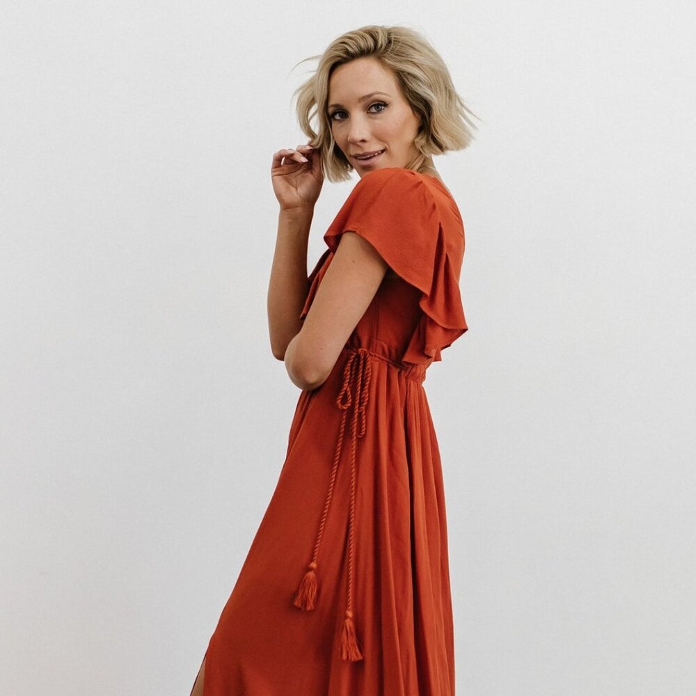 Baltic Born Jennifer Deep V Maxi Dress (Rust)